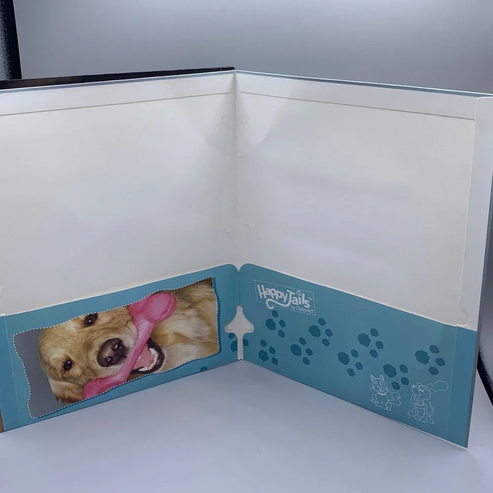 Two Vintage Happy Tails Class Act “Puppy Love” Golden Retriever Binder Folders